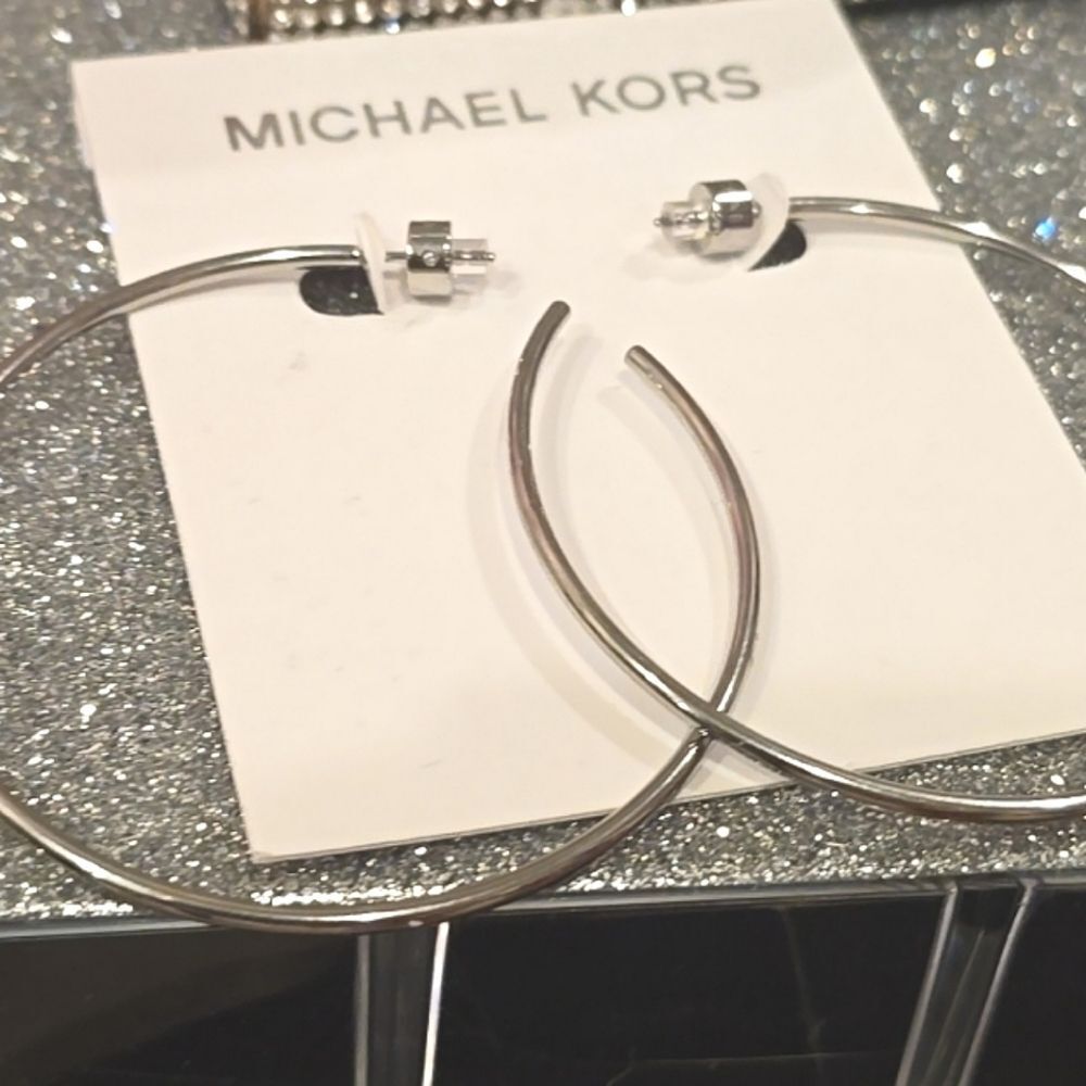 Michael Kors Silver Hoop Earrings - Picture 7 of 9